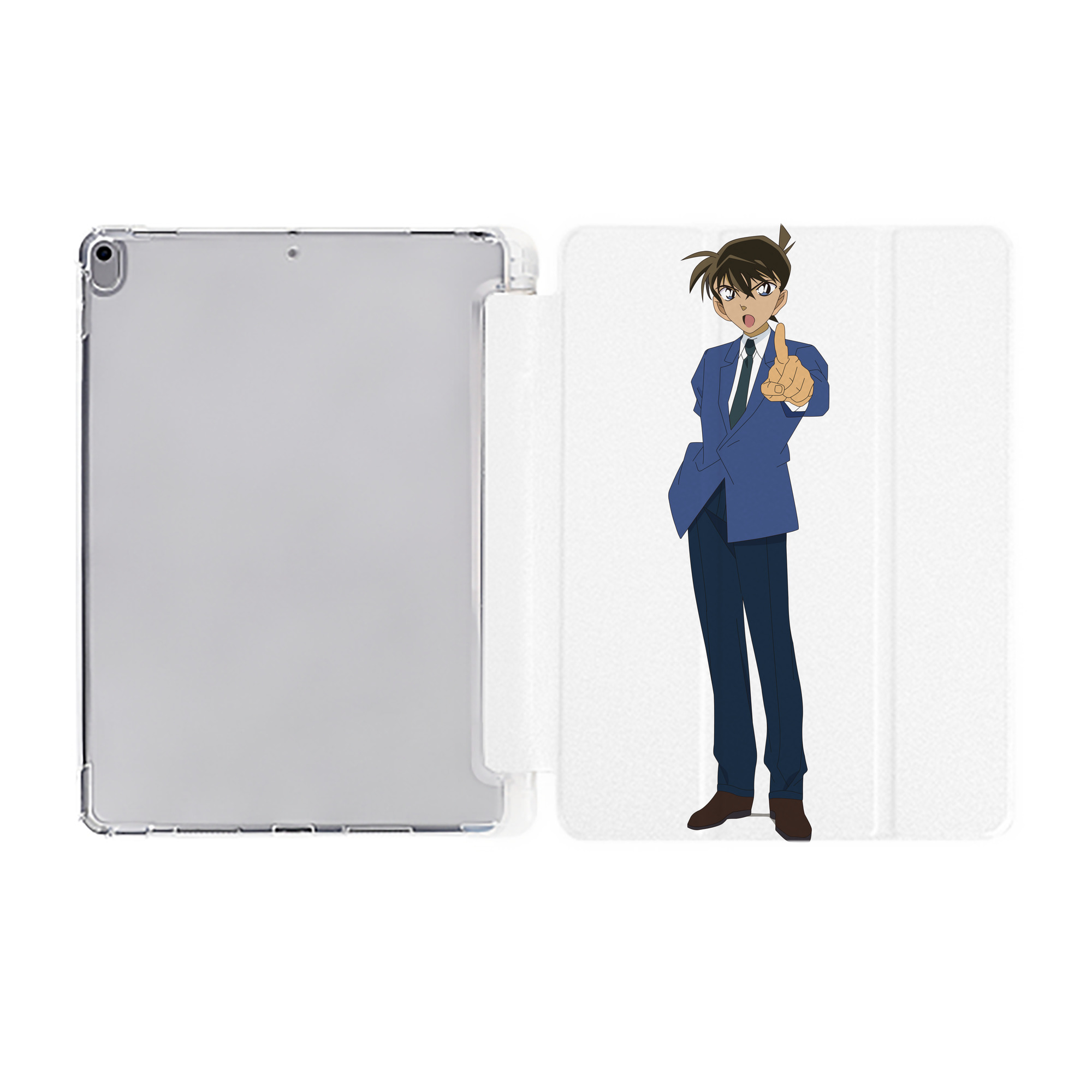 （画像用） 名探偵コナン 江戸川 コナン Detective Conan Conan Edogawa IPad ケース ペン収納付き 三つ折りスタンド PUレザー×シリコン 対応機種9.5/10.5/10.9インチ